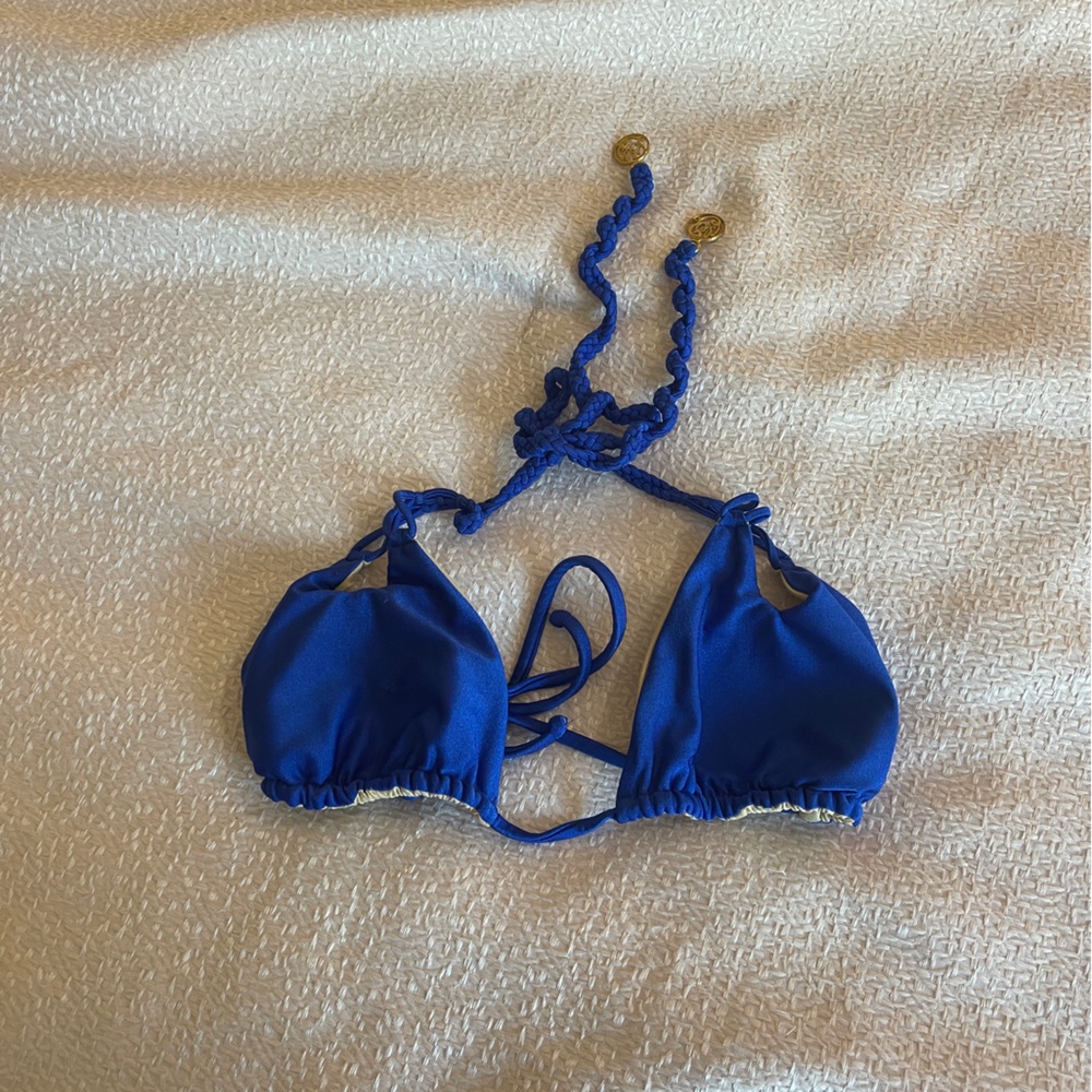 Luli Fama blue and gold bathing suit top